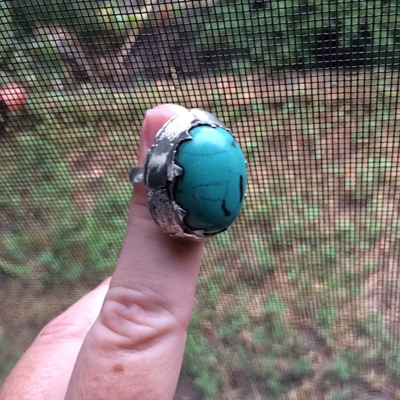 Silver & Turquoise women’s statement ring size 5 - Picture 4 of 5
